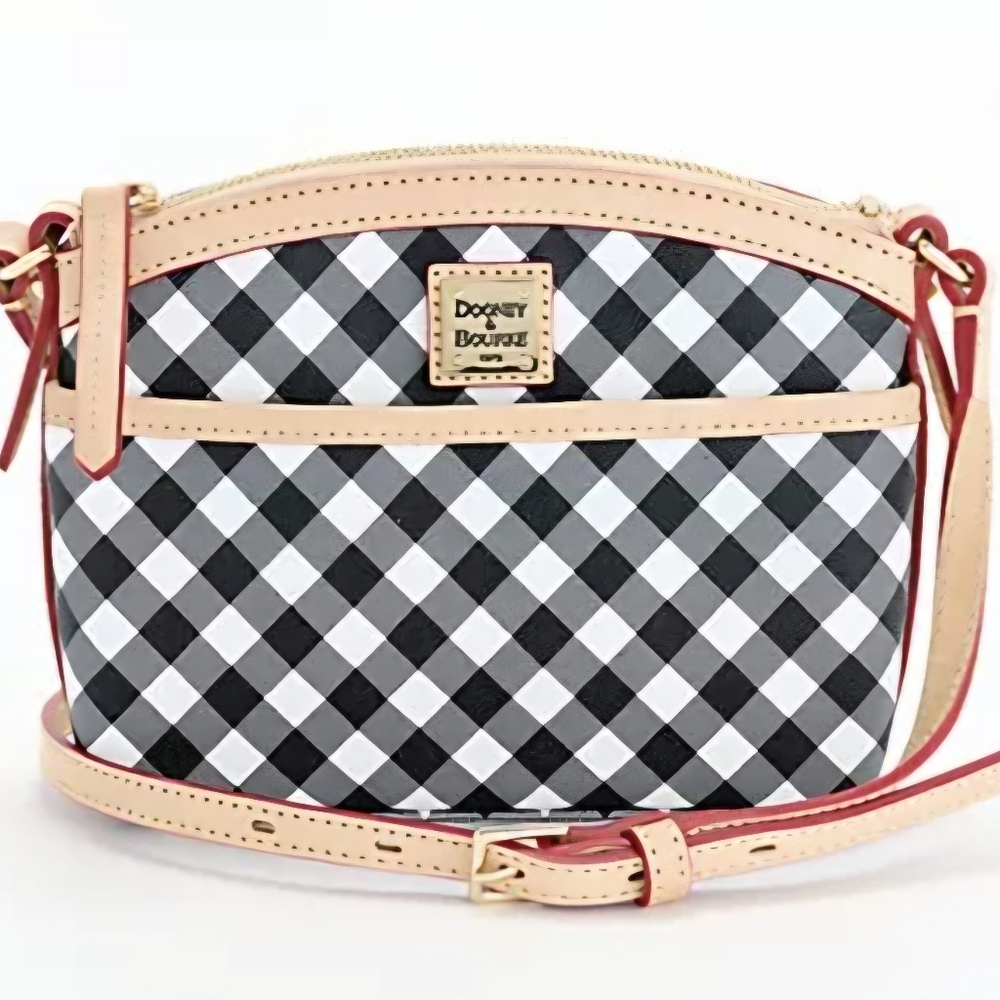 Dooney & Bourke Black and White Plaid Crossbody Bag